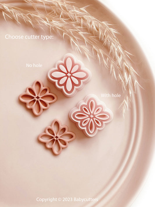 Debossed Flower Shape Cutter or with Hole - Polymer Clay Jewellery Cutter