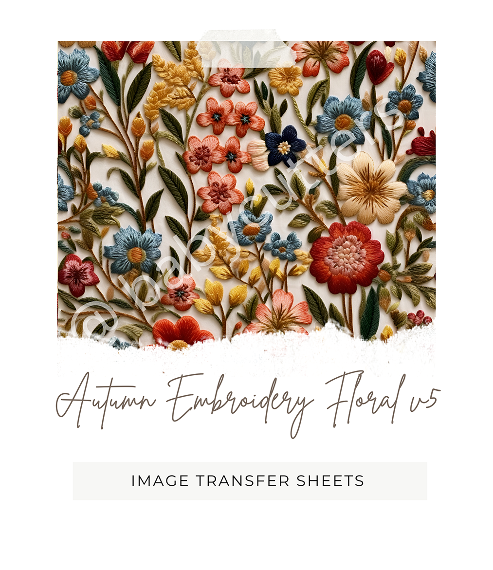 Autumn Embroidery Floral v5 -  Image Transfer Paper