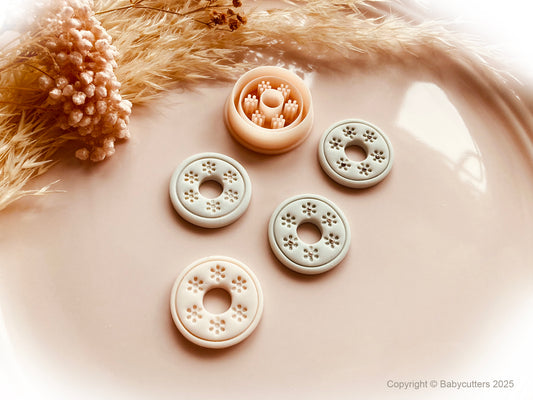 Round Circle Boho Pattern Cutter Shape with Hole 25mm by Height - Polymer Clay Cutter Tools