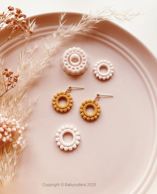 Round Circle Boho Pattern Cutter Shape with Hole - Polymer Clay Cutter Tools