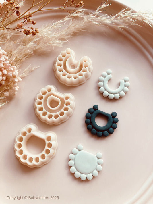 Round Circle Boho Pattern Cutter Shape with Hole - Polymer Clay Cutter Tools