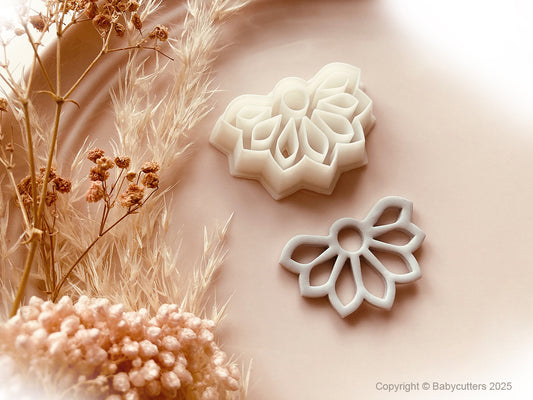 Half Flower with Hole Pattern Cutter Shape 28mm by Height - Polymer Clay Cutter Tools