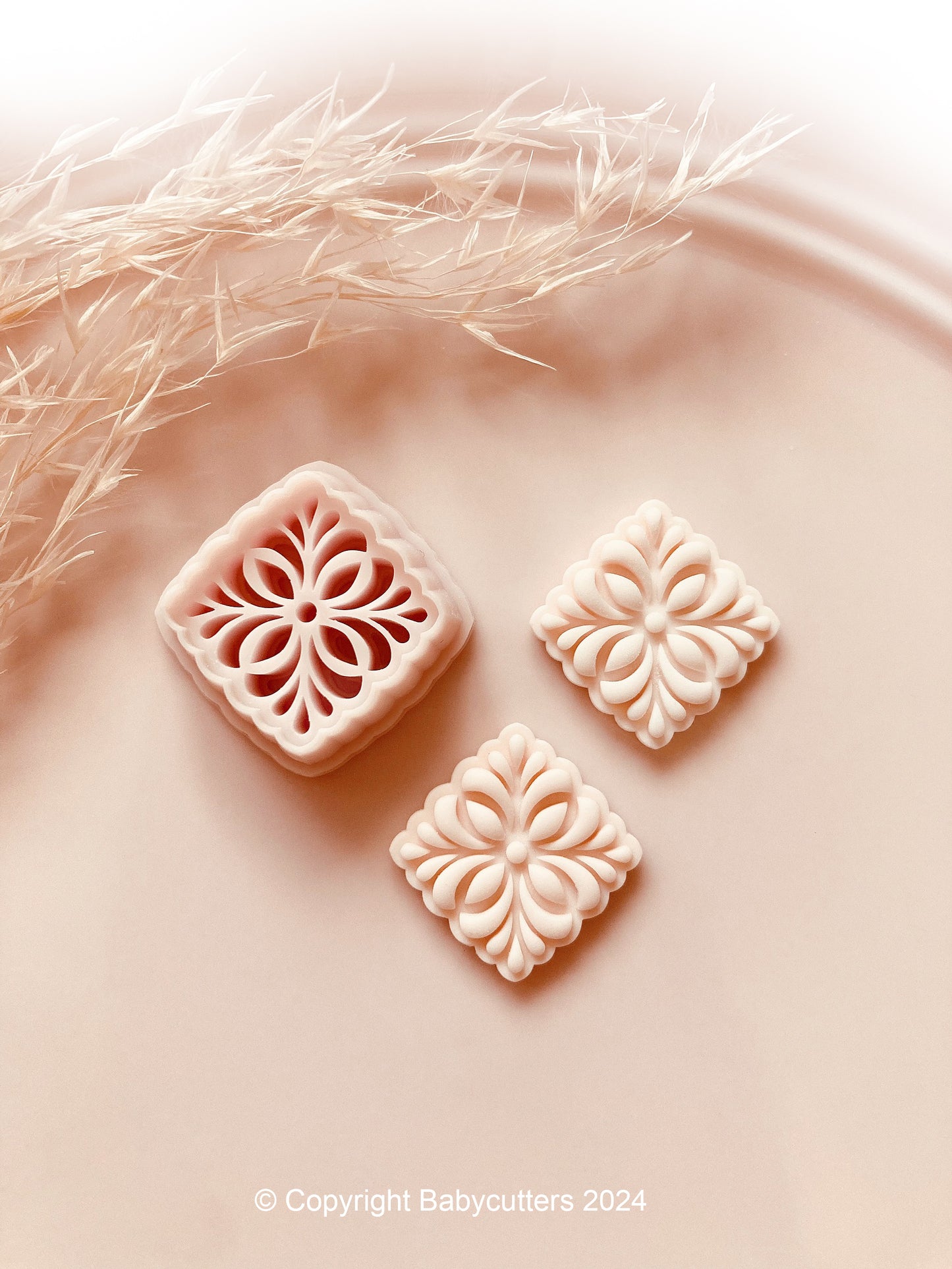 Embossed Flower Square Pattern Shape Polymer Clay Jewellery Cutter