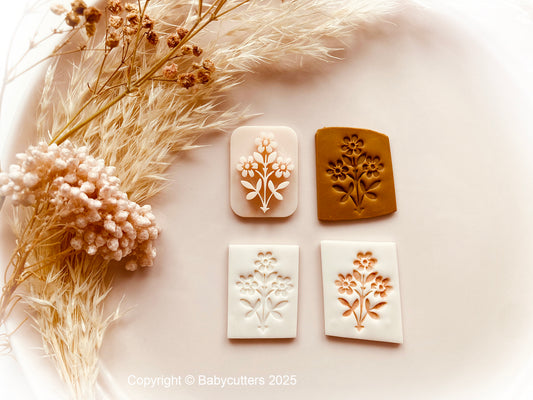 Flower Branch Polymer Clay Stamp
