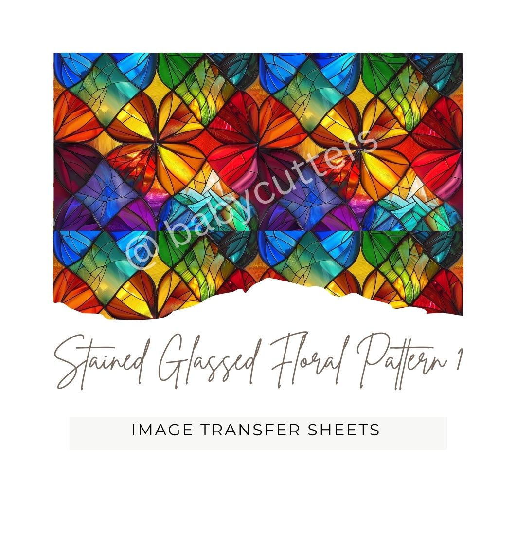Stained Glass Floral Pattern 1 - Image Transfer Paper