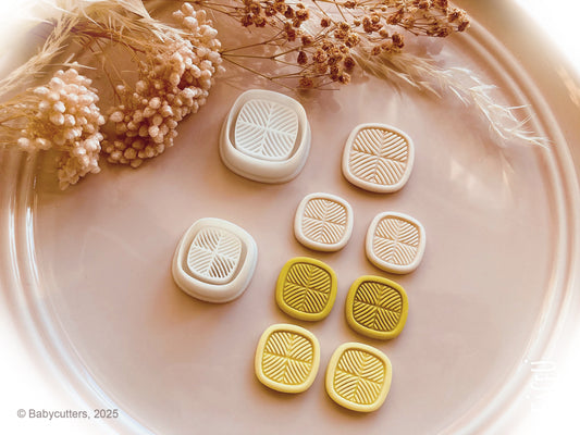Round Square Shape Cutter with Horizontal Pattern  - Polymer Clay Cutter Tools
