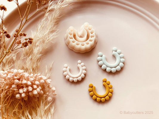 Round Circle Half Boho Pattern Cutter Shape - Polymer Clay Cutter
