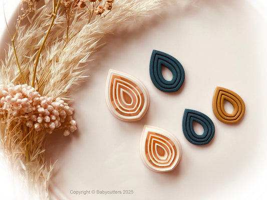 Boho Teardrop Shape with Border Line Pattern Cutter Shape - Polymer Clay Cutter Tools