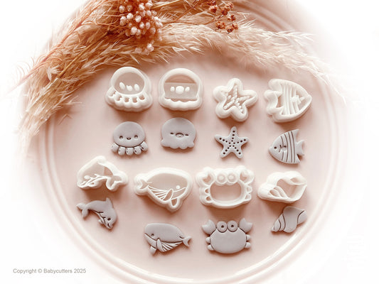 Sealife Sea Animal Shape Polymer Clay Cutter Octopus Crab Fish Dolphin Whale Shell Starfish - Polymer Clay Tools