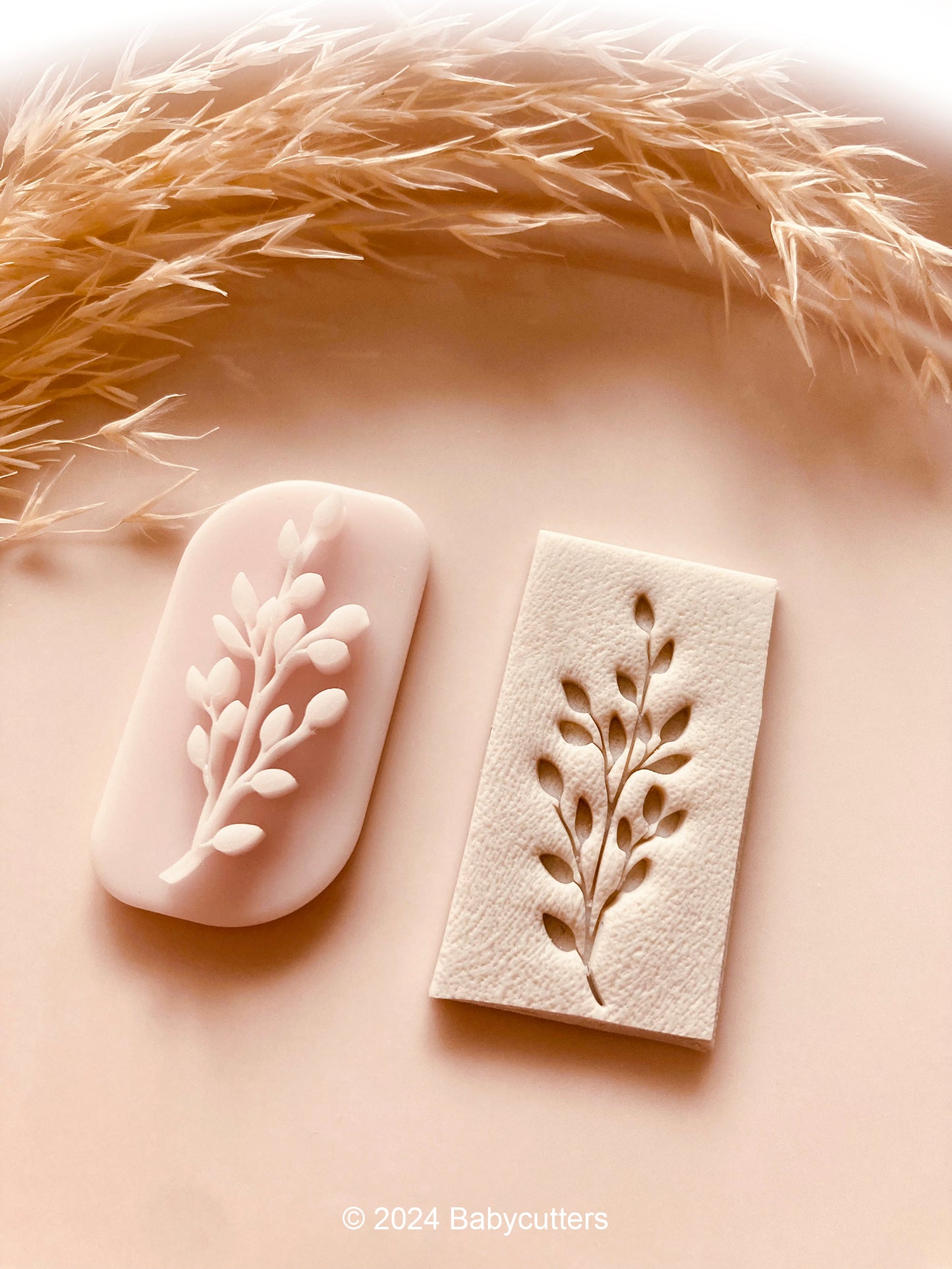 Delicate Branch Leaf Bud Polymer Clay Stamps - Polymer Clay Tools