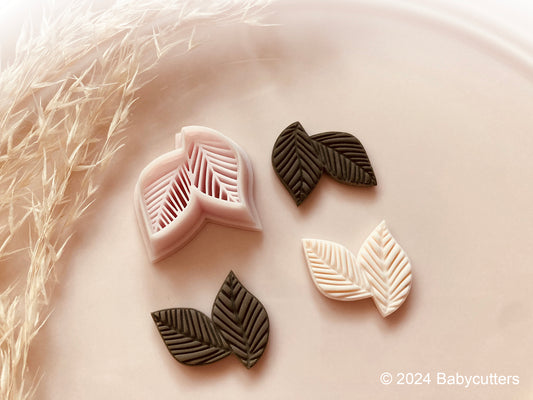 2 Abstract Leaf Connected Shape Polymer Clay Jewellery Cutter