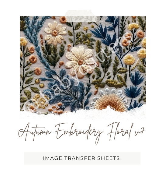 Autumn Embroidery Floral v7 - Image Transfer Paper