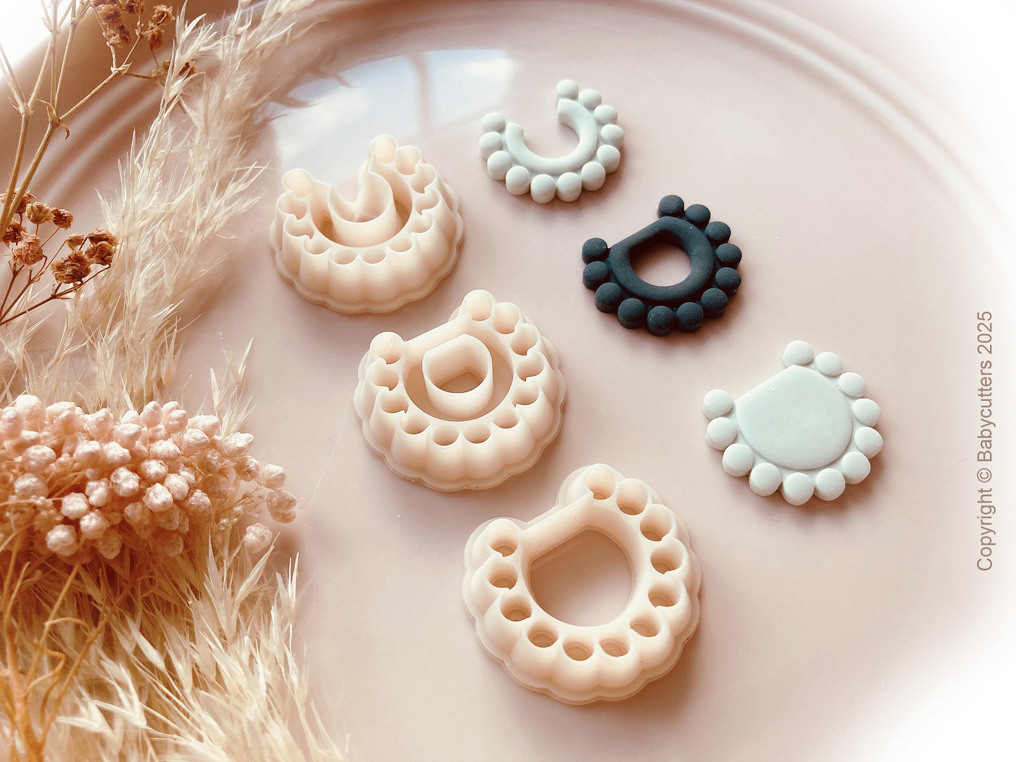 Round Circle Boho Pattern Cutter Shape with Hole - Polymer Clay Cutter Tools