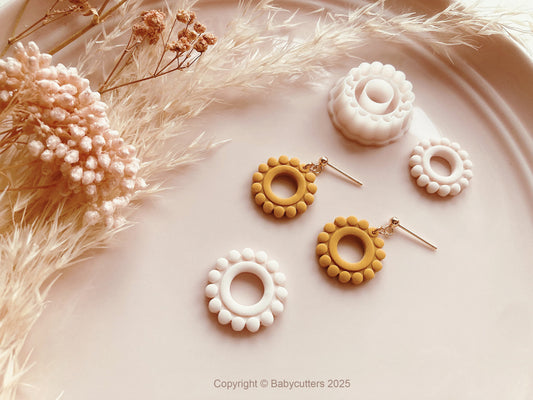 Round Circle Boho Pattern Cutter Shape with Hole - Polymer Clay Cutter Tools