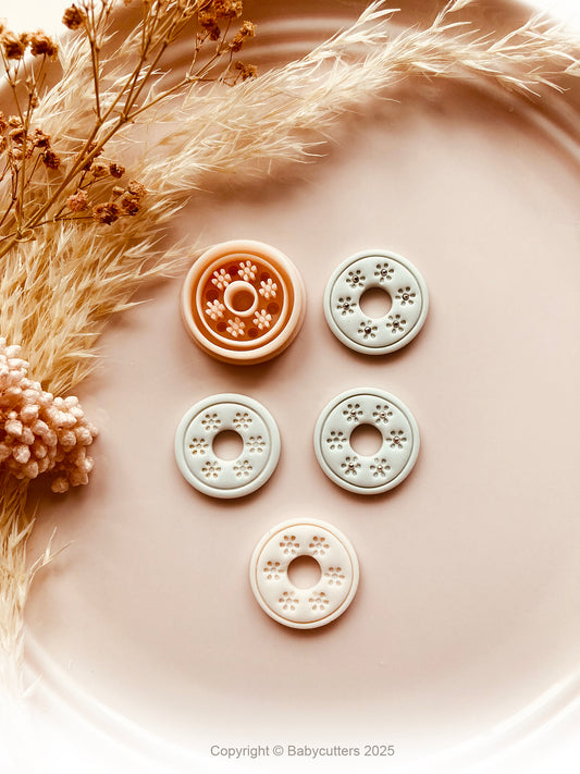 Round Circle Boho Pattern Cutter Shape with Hole 25mm by Height - Polymer Clay Cutter Tools