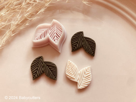 2 Abstract Leaf Connected Shape Polymer Clay Jewellery Cutter