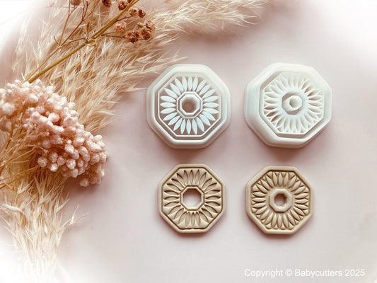 Boho Hexagon Fan Pattern Cutter Shape with Hole - Polymer Clay Cutter Tools