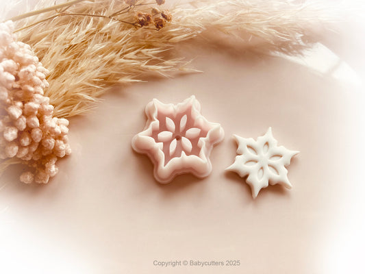 Winter Snowflake Cutter v8 - 25mm By Height  - Polymer Clay Cutter