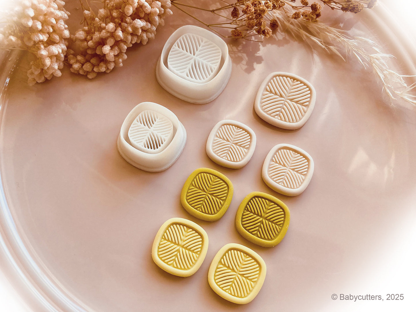 Round Square Shape Cutter with Horizontal Pattern  - Polymer Clay Cutter Tools