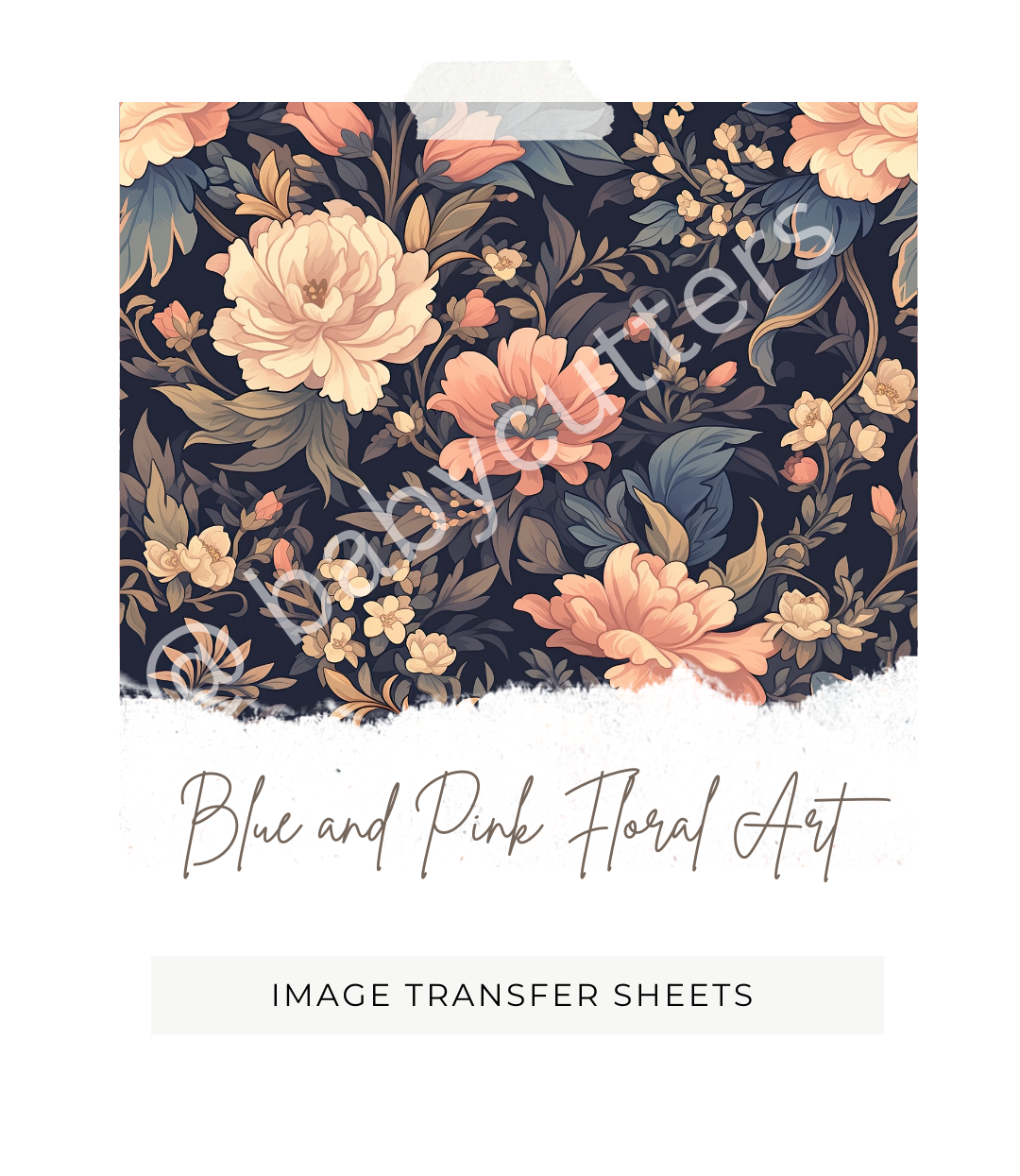 Blue and Pink Floral Art - Image Transfer Paper