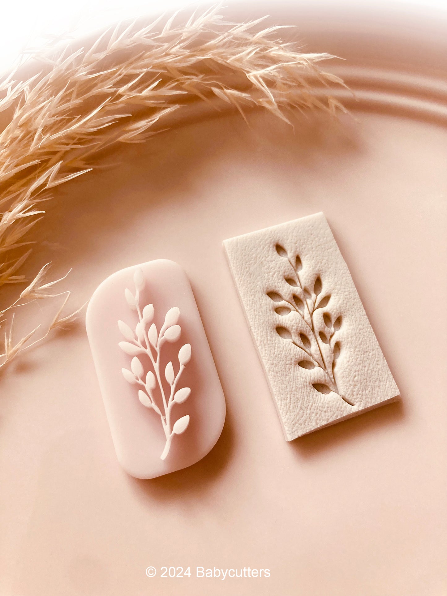 Delicate Branch Leaf Bud Polymer Clay Stamps - Polymer Clay Tools