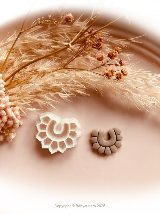 Half Sun Boho Style Fan Pattern Cutter Shape - Polymer Clay Cutter Tools