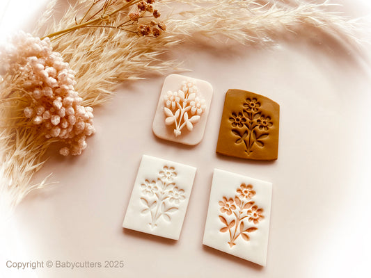 Flower Branch Polymer Clay Stamp