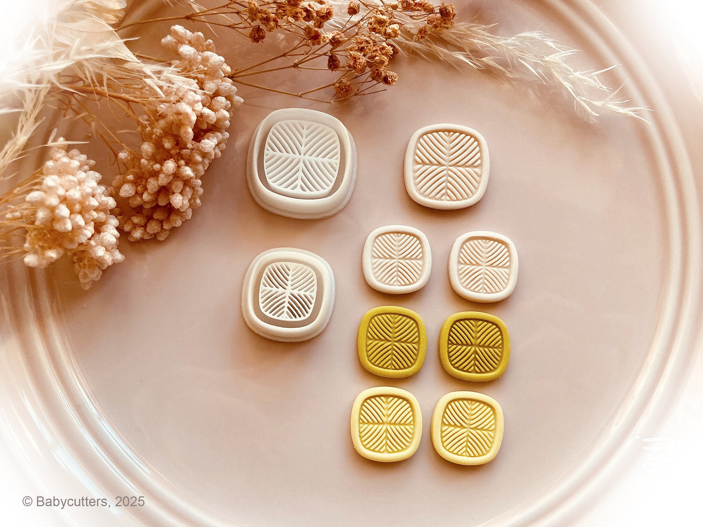 Round Square Shape Cutter with Horizontal Pattern  - Polymer Clay Cutter Tools