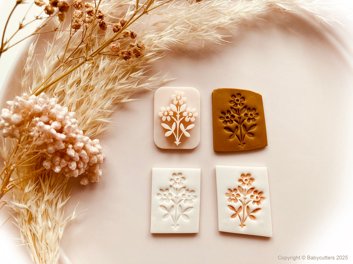 Flower Branch Polymer Clay Stamp