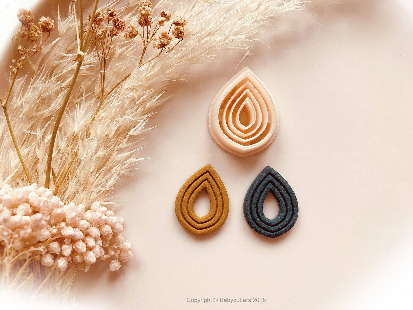 Boho Teardrop Shape with Border Line Pattern Cutter Shape - Polymer Clay Cutter Tools