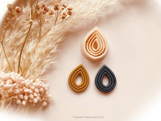 Boho Teardrop Shape with Border Line Pattern Cutter Shape - Polymer Clay Cutter Tools
