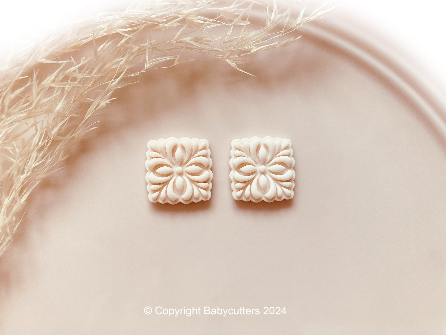 Embossed Flower Square Pattern Shape Polymer Clay Jewellery Cutter