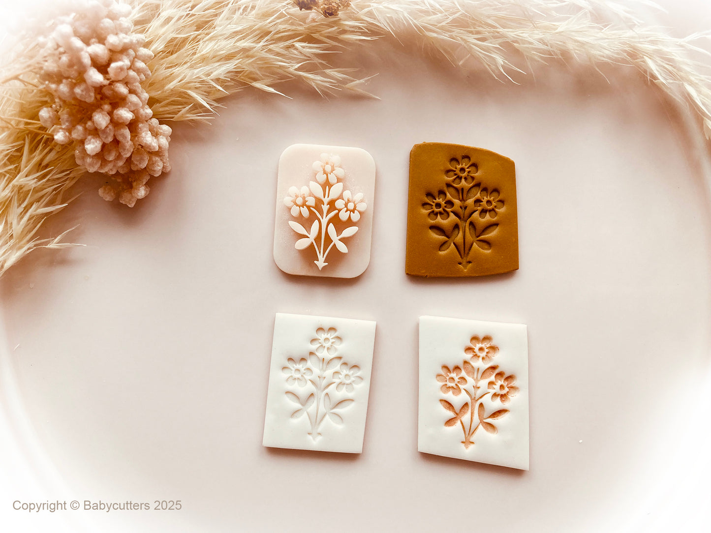 Flower Branch Polymer Clay Stamp