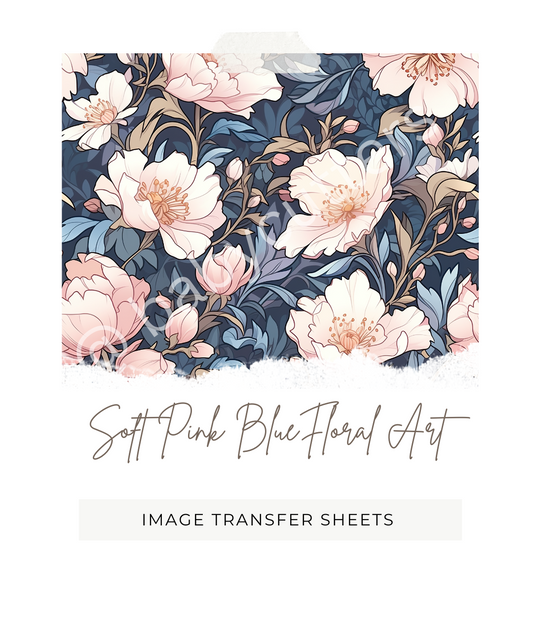 Soft Pink Blue Floral Art- Image Transfer Paper