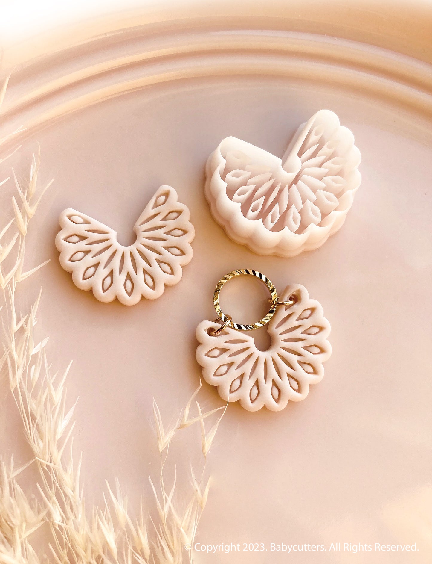 Petal Fan Embossed Flower Shape Polymer Clay Jewellery Cutter