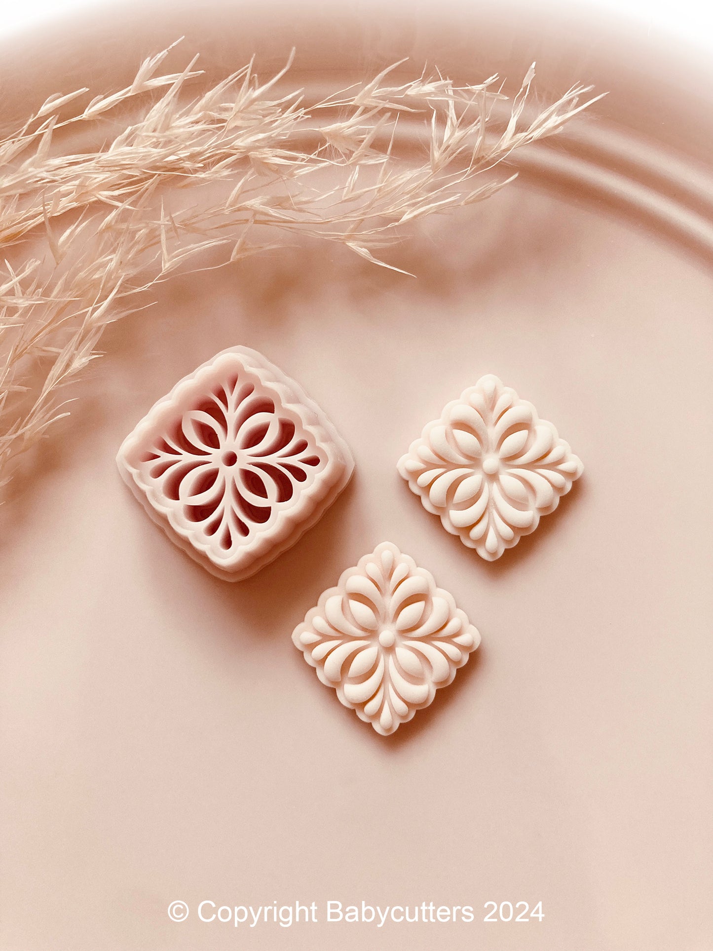 Embossed Flower Square Pattern Shape Polymer Clay Jewellery Cutter