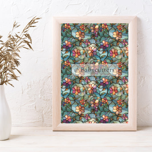 Stained Glass Floral Pattern 1 - Image Transfer Paper