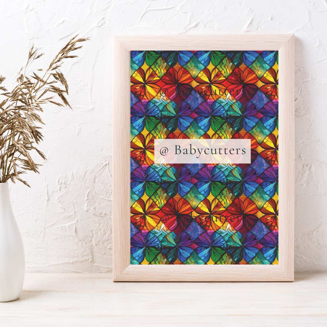 Stained Glass Floral Pattern 1 - Image Transfer Paper