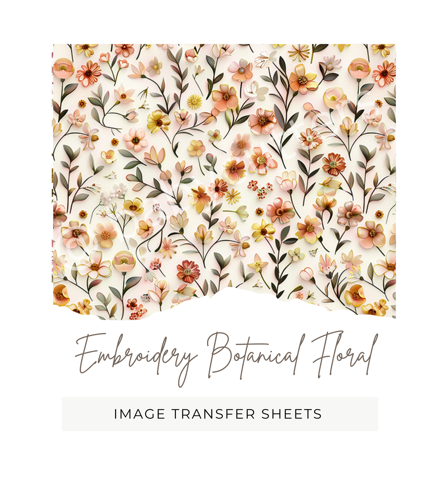 Embroidery Botanical Floral  - Image Transfer Paper