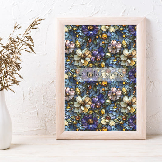 Stained Glass Floral Pattern 4 - Image Transfer Paper