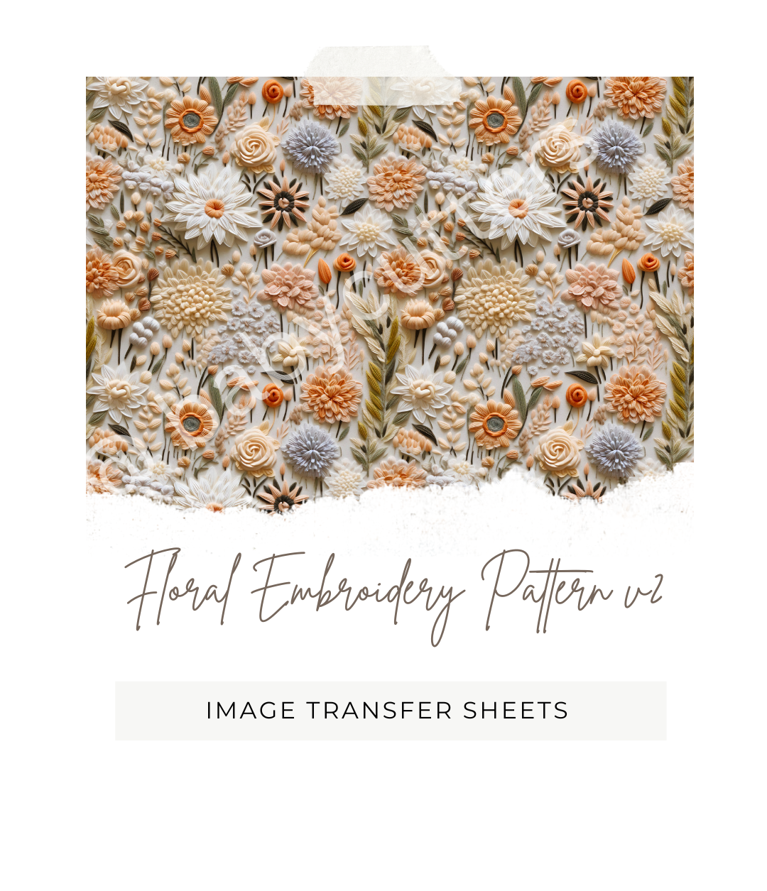 Floral Embroidery Pattern v2 - Image Transfer Paper