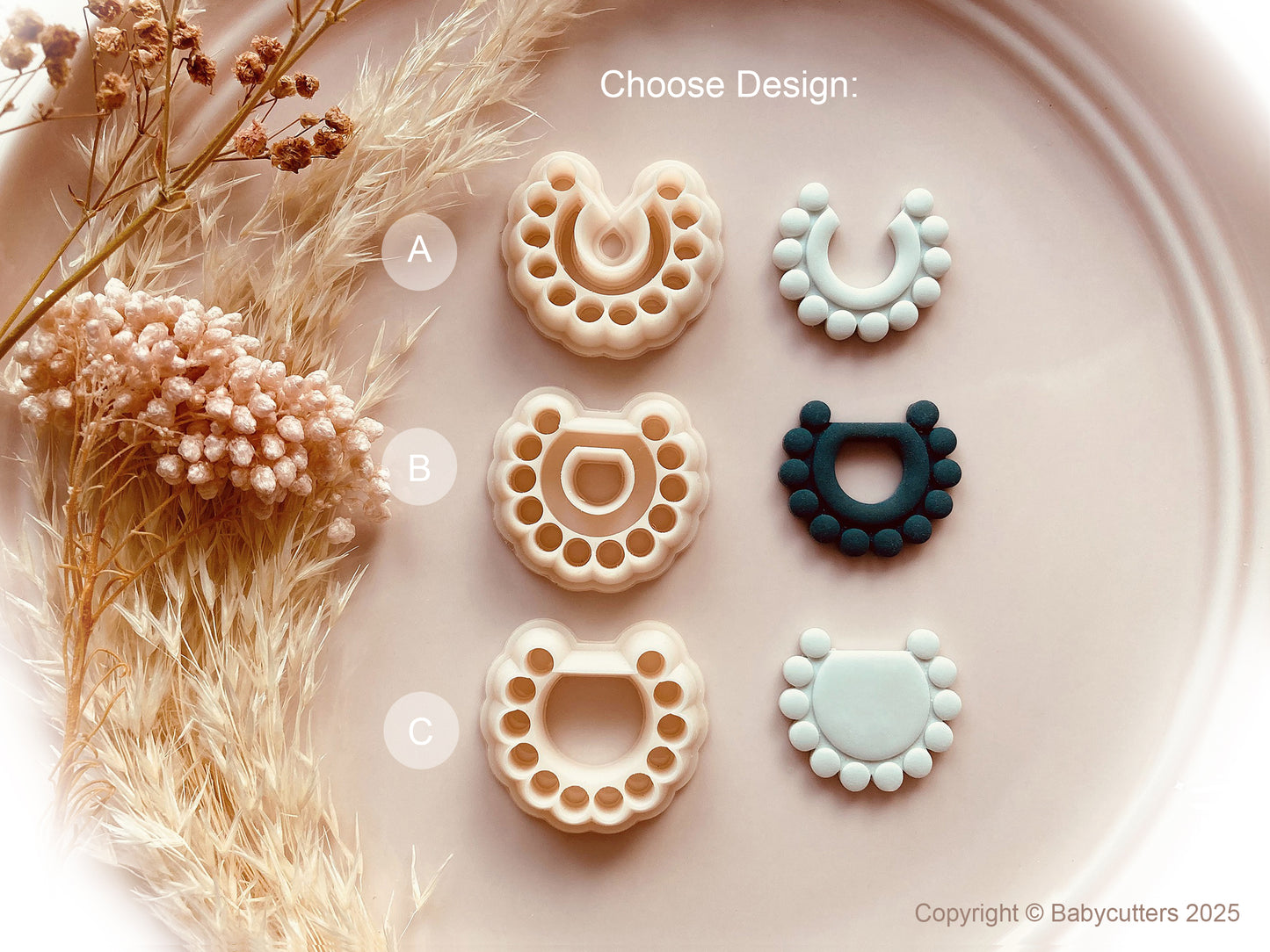 Round Circle Boho Pattern Cutter Shape with Hole - Polymer Clay Cutter Tools