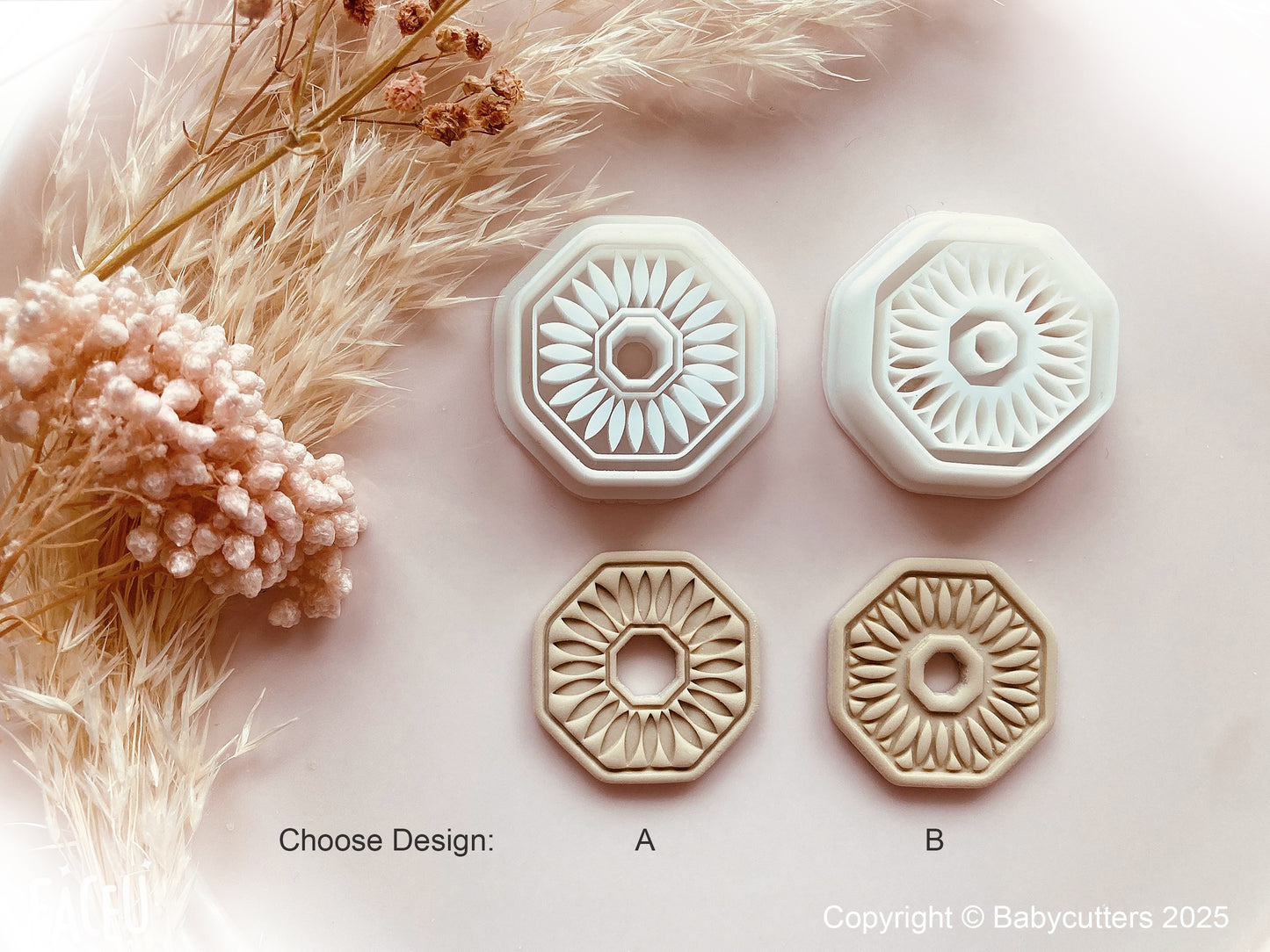 Boho Hexagon Fan Pattern Cutter Shape with Hole - Polymer Clay Cutter Tools