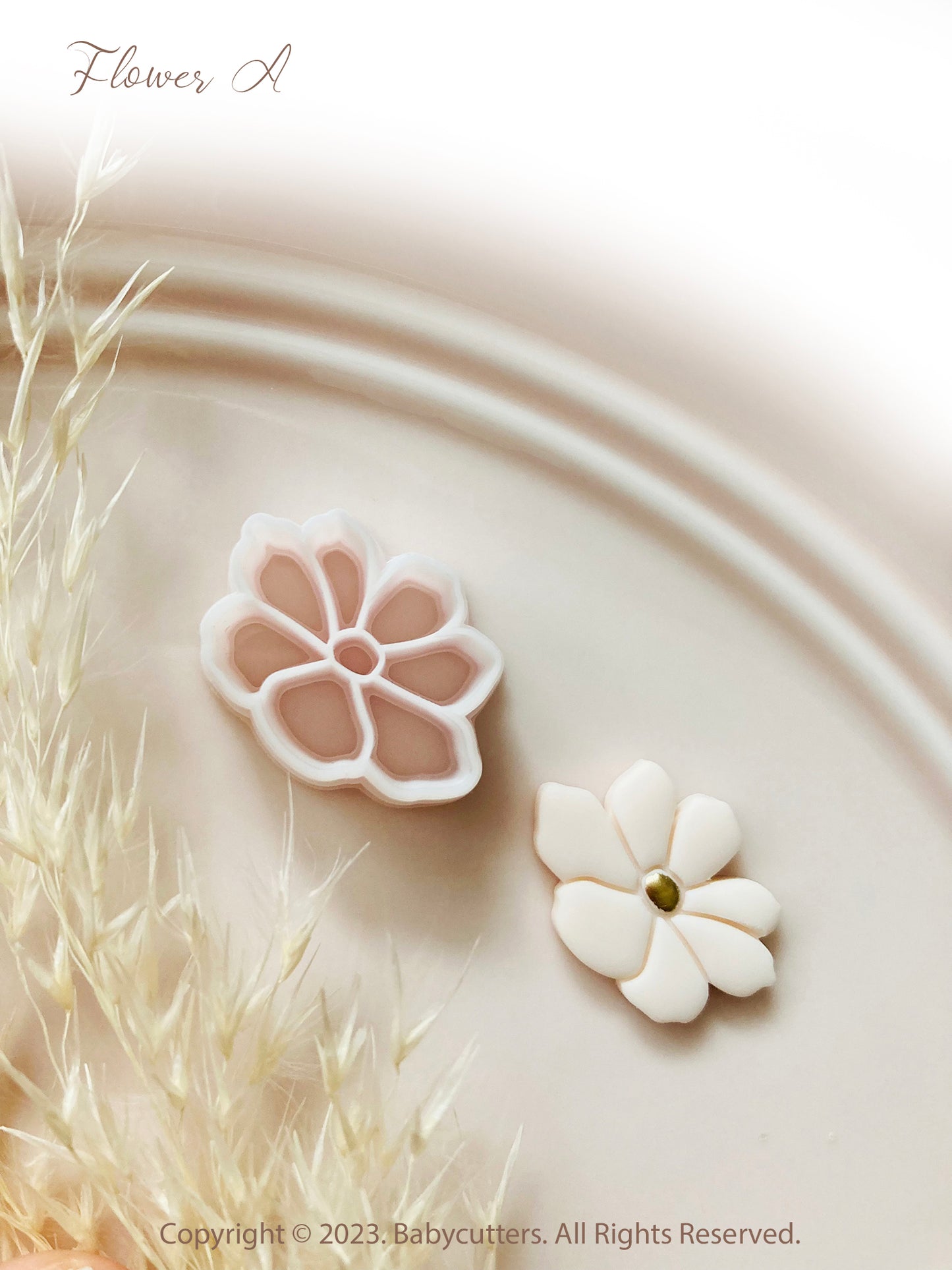 3 Small Little Flower Shape & Flower Line Roller Polymer Clay Cutter