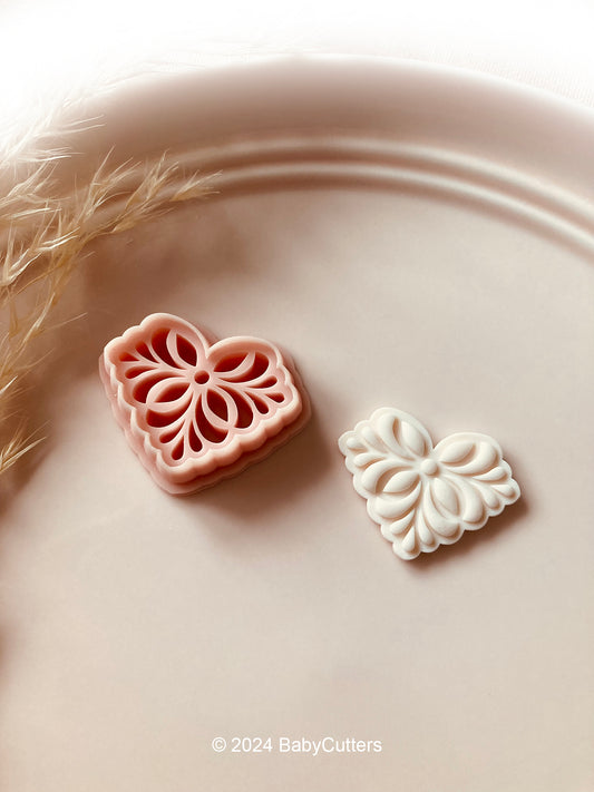 Half Embossed Flower Square Pattern Shape Polymer Clay Jewellery Cutter - 23mm measurement by Height