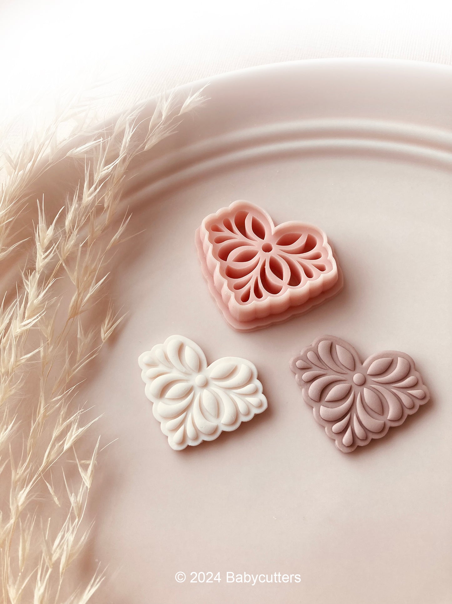 Half Embossed Flower Square Pattern Shape Polymer Clay Jewellery Cutter - 23mm measurement by Height