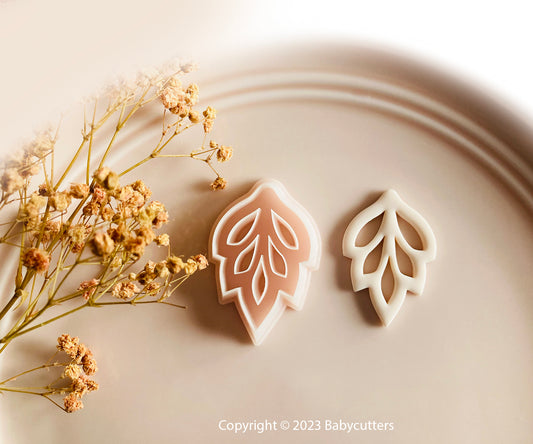 Long Embossed Autumn Leaf Shape with Hole - Polymer Clay Cutter - Polymer Clay Tools - 40mm by Height