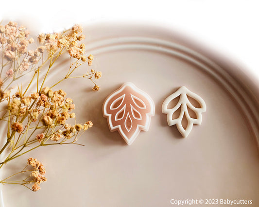 Short Embossed Autumn Leaf Shape with Hole - Polymer Clay Cutter - Polymer Clay Tools - 30mm by Height