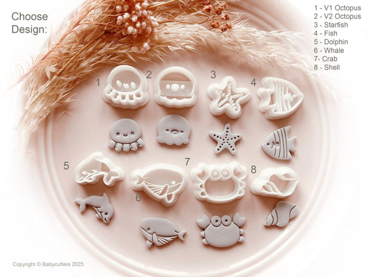 Sealife Sea Animal Shape Polymer Clay Cutter Octopus Crab Fish Dolphin Whale Shell Starfish - Polymer Clay Tools