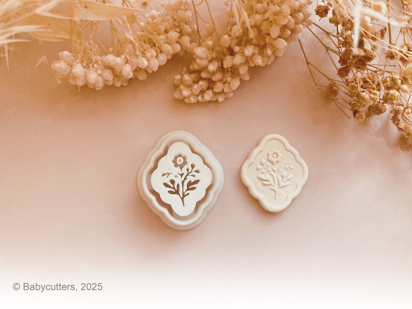 Ornament Shape with Flower Stamp Shape  - Polymer Clay Cutter Tools